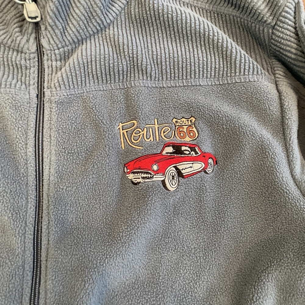 MENS ~ ANDERSON ROUTE 66 ~ SZ L ~ BLUE FLEECE FULL ZIP JACKET - Picture 2 of 5